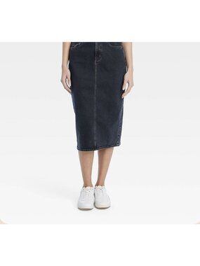 NWT Universal Thread Everyday High-Rise Denim Midi Skirt Womens Sz 4 (SKU 26-014
